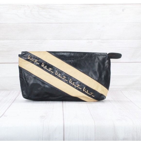 Valentino By Mario Valentino Handbags - Valentino by Mario Valentino Black Soft Leather Zipper Clutch Bag